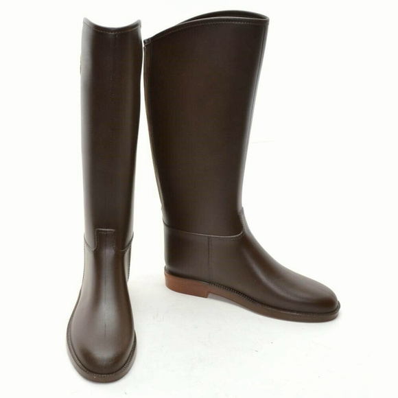 Brown PVC Round Toe Flat Shoes New - Picture 2 of 5